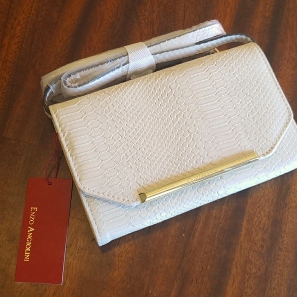 NWT Enzo Angiolini faux snake skin crossbody wallet vegan snake skin